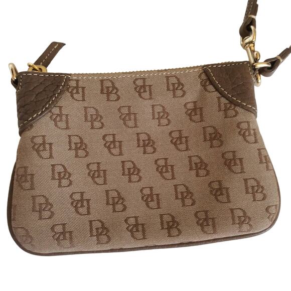 Dooney & Bourke Logo Wristlet Brown Tan NWOT